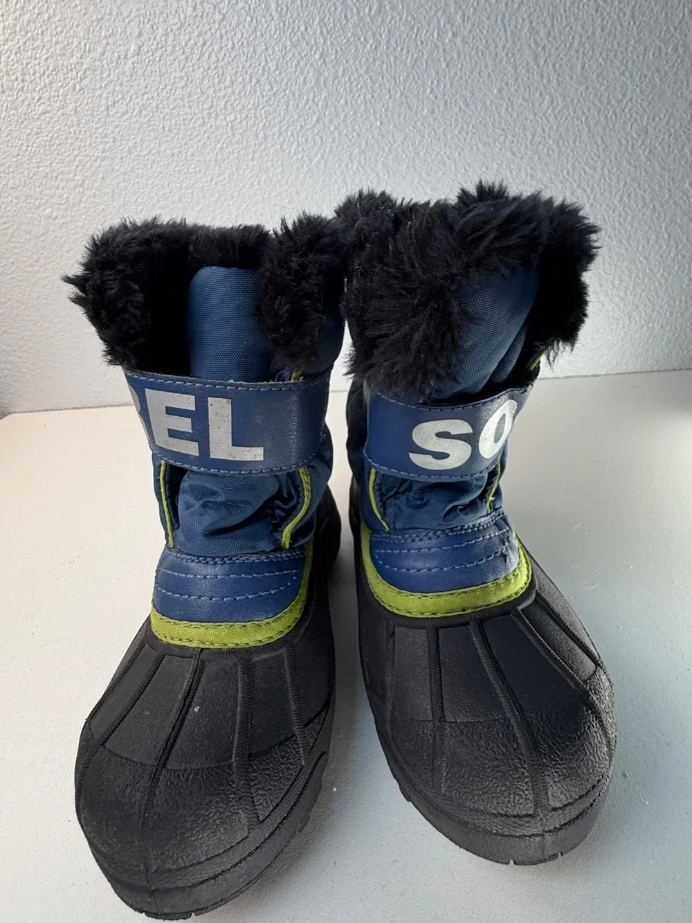 Sorel Kids Winter Snow Boots Blue Black Lime Green Size 11